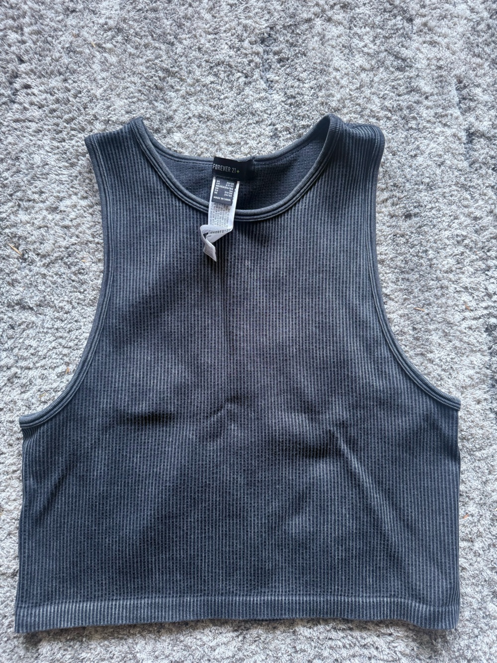 Forever 21 Black Ribbed Crop Tank Top